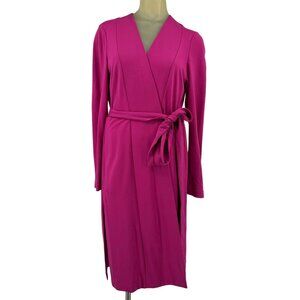 Lane Bryant Womens wrap dress Sz 10-12 Pink Belted Long Sleeve Rayon ponte knit